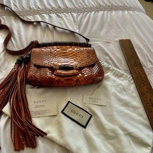 Authentic RARE Python Gucci bag bamboo tassels